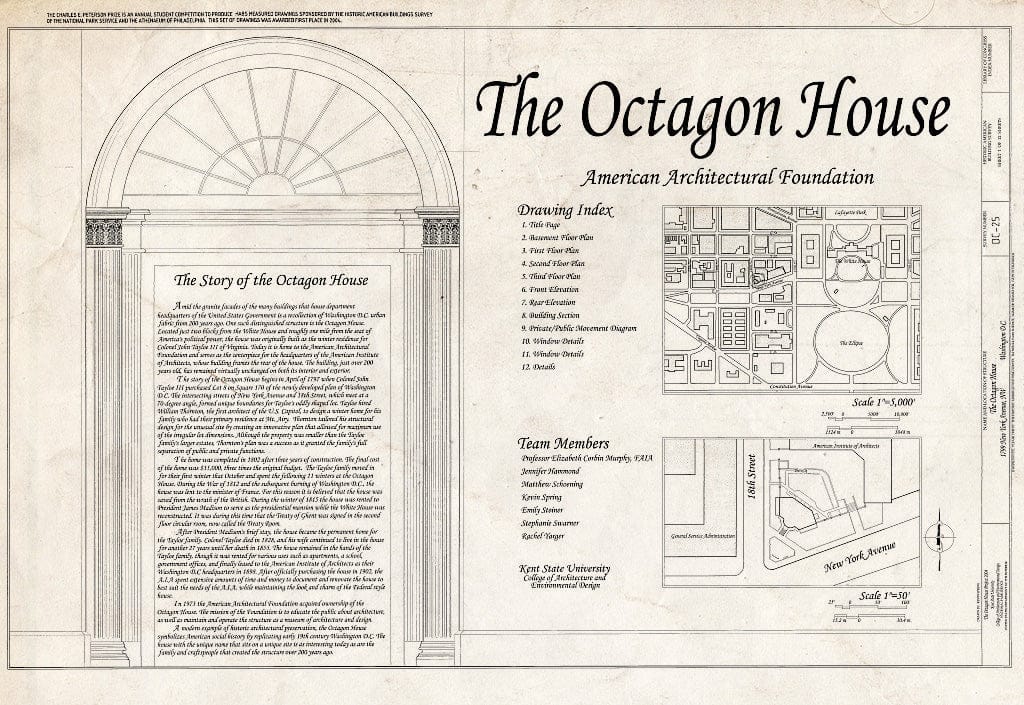 Blueprint HABS DC,WASH,8- (Sheet 1 of 12) - Octagon House, 1799 (1741) New York Avenue, Northwest, Washington, District of Columbia, DC