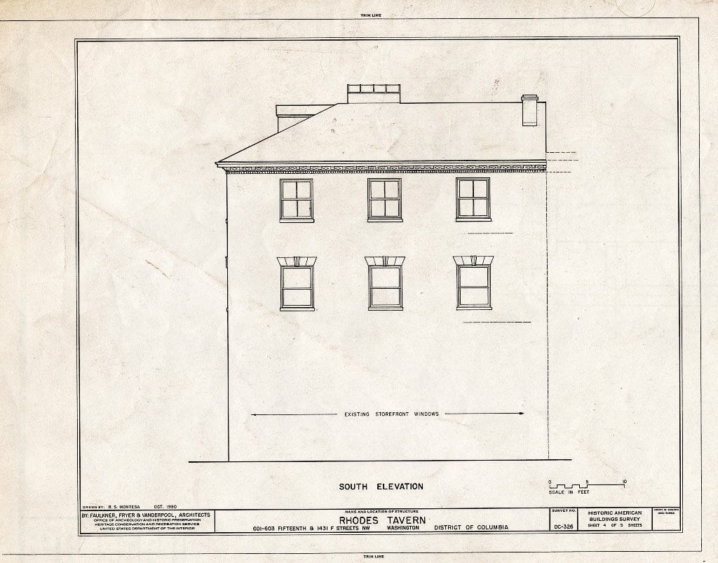 Blueprint HABS DC,WASH,512- (Sheet 4 of 5) - Rhodes Tavern, 601-603 Fifteenth Street & 1431 F Street Northwest, Washington, District of Columbia, DC