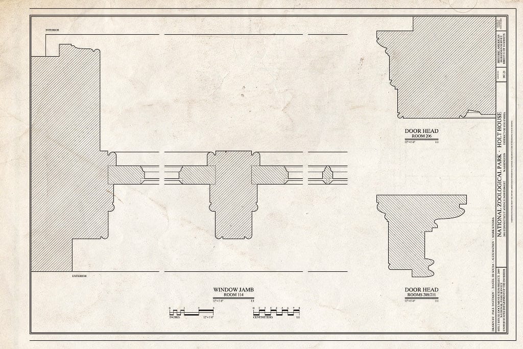 Blueprint Window Jambs and Door Heads - National Zoological Park, Holt House, Adams Mill Road Vicinity, Washington, District of Columbia, DC