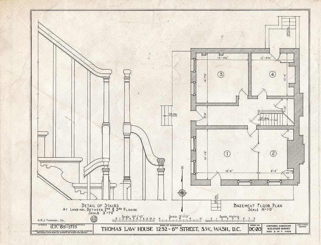 Blueprint HABS DC,WASH,13- (Sheet 3 of 7) - Thomas Law House, 1252 Sixth Street Southwest, Washington, District of Columbia, DC
