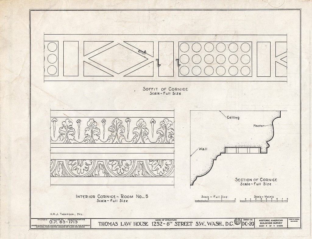 Blueprint HABS DC,WASH,13- (Sheet 7 of 7) - Thomas Law House, 1252 Sixth Street Southwest, Washington, District of Columbia, DC