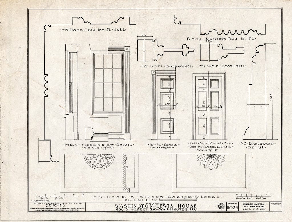 Blueprint HABS DC,WASH,129- (Sheet 2 of 3) - Edward Simon Lewis House, 456 N Street Southwest, Washington, District of Columbia, DC