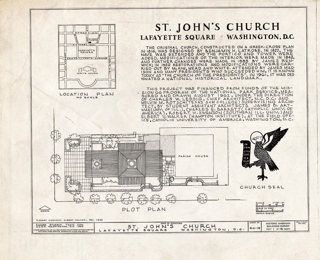 Blueprint HABS DC,WASH,29- (Sheet 1 of 13) - St. John's Church, Sixteenth & H Streets Northwest, Washington, District of Columbia, DC