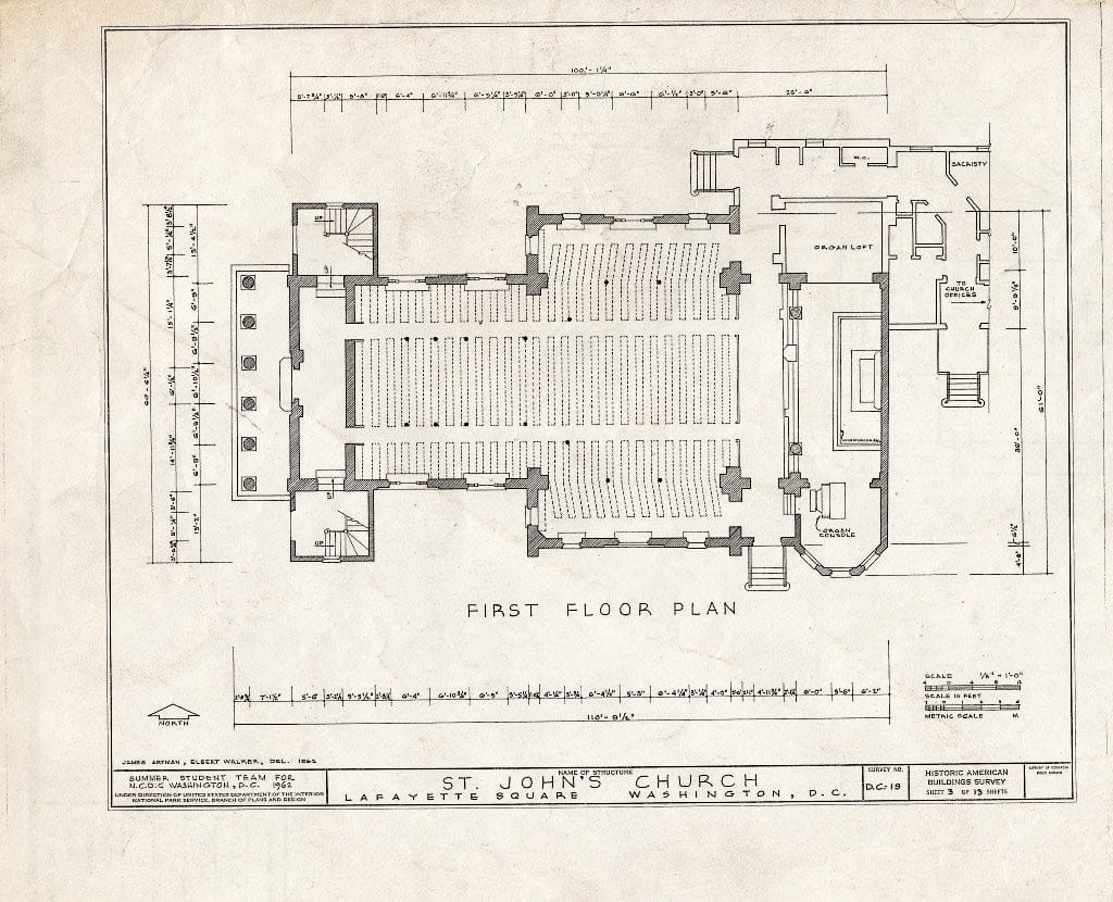 Blueprint HABS DC,WASH,29- (Sheet 3 of 13) - St. John's Church, Sixteenth & H Streets Northwest, Washington, District of Columbia, DC