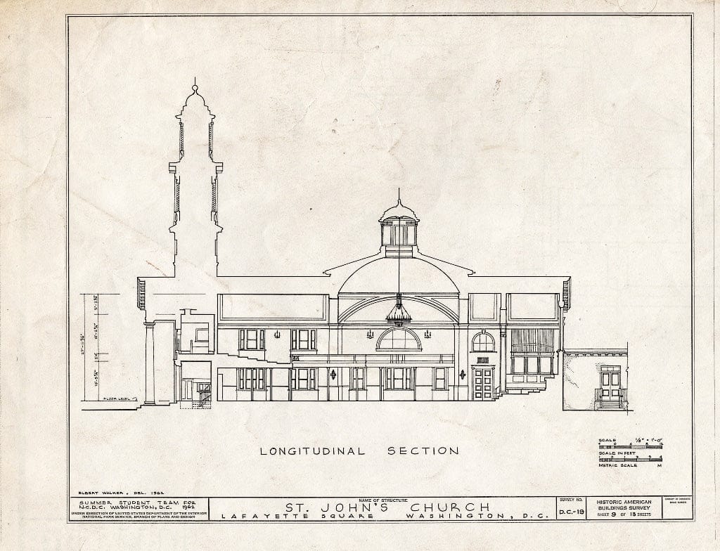 Blueprint HABS DC,WASH,29- (Sheet 9 of 13) - St. John's Church, Sixteenth & H Streets Northwest, Washington, District of Columbia, DC