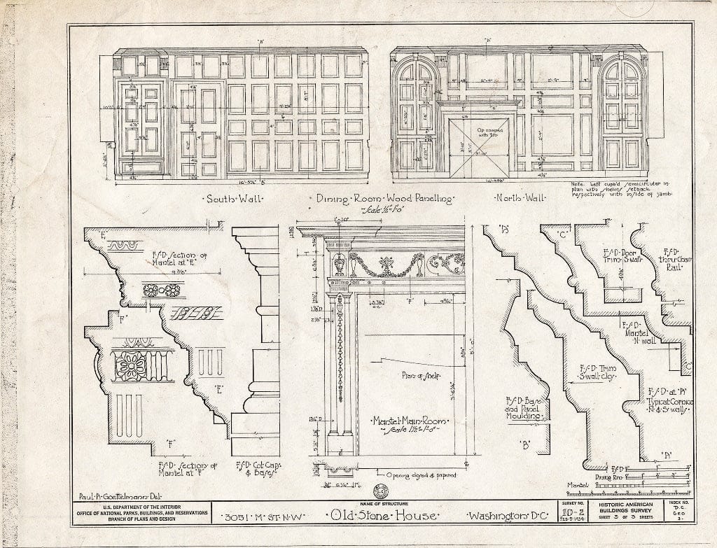 Blueprint HABS DC,GEO,3- (Sheet 3 of 3) - Old Stone House, 3051 M Street Northwest, Washington, District of Columbia, DC