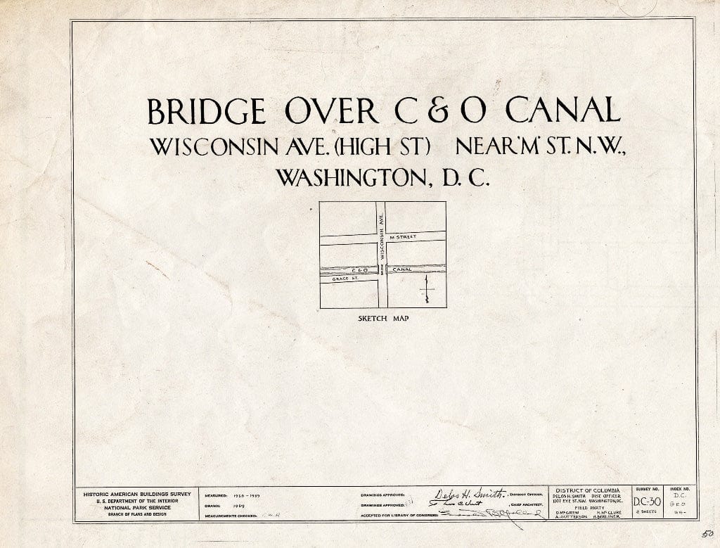 Blueprint HABS DC,GEO,25-A- (Sheet 0 of 2) - High Street Bridge, Wisconsin Avenue Northwest, Spanning C & O Canal, Washington, District of Columbia, DC
