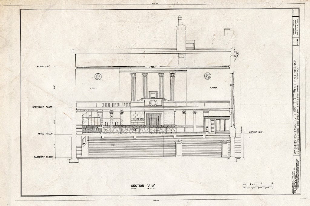 Blueprint HABS DC,WASH,540- (Sheet 9 of 14) - Washington Loan & Trust Company, West End Branch, Seventeenth & G Streets Northwest, Washington, District of Columbia, DC