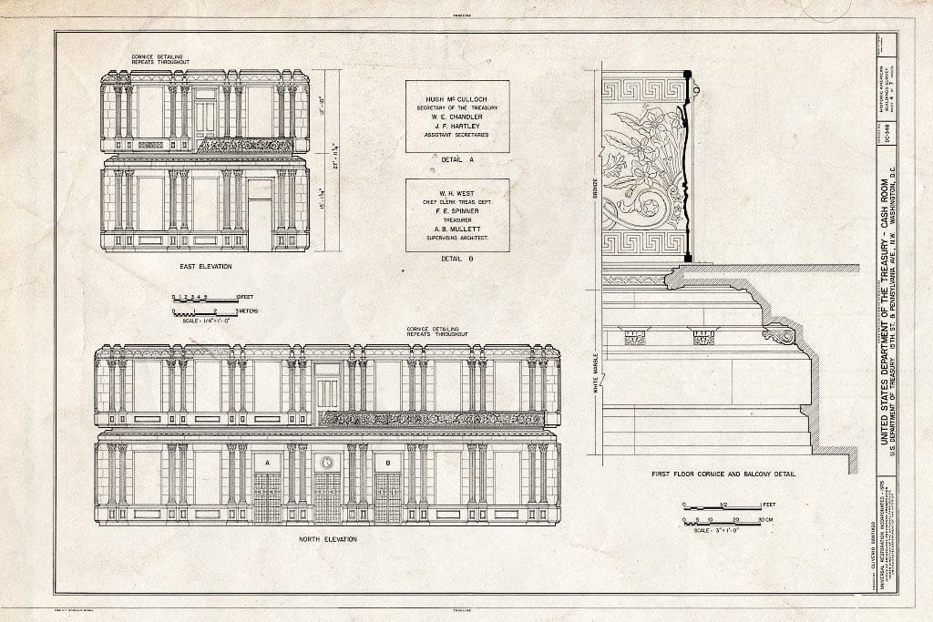 Blueprint HABS DC,WASH,529- (Sheet 4 of 7) - U.S. Department of The Treasury, 1500 Pennsylvania Avenue Northwest, Washington, District of Columbia, DC