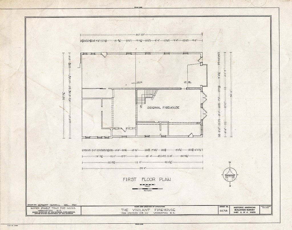 Blueprint HABS DC,GEO,59- (Sheet 2 of 4) - Vigilant Firehouse, 1066 Wisconsin Avenue Northwest, Washington, District of Columbia, DC