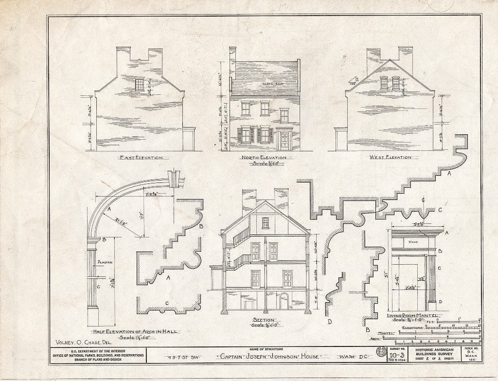 Blueprint HABS DC,WASH,100- (Sheet 2 of 2) - Captain Joseph Johnson House, 49 T Street Southwest, Buzzards Point, Washington, District of Columbia, DC
