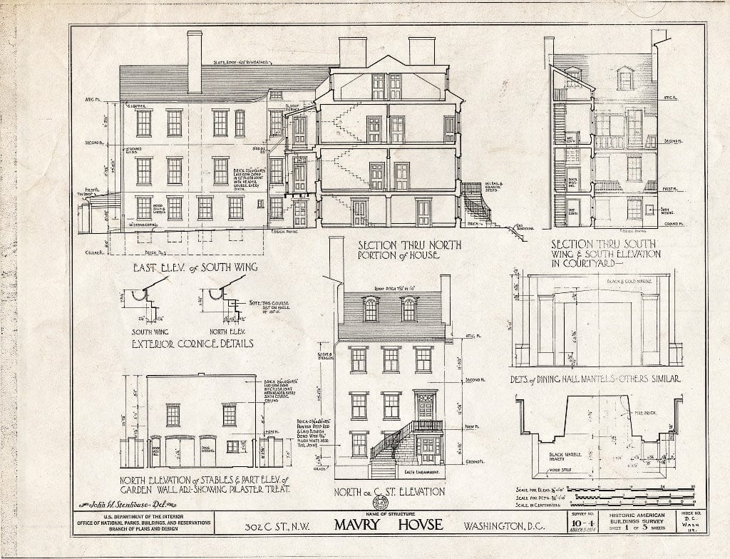 Blueprint HABS DC,WASH,119- (Sheet 1 of 5) - John Maury House, 302 C Street Northwest, Washington, District of Columbia, DC