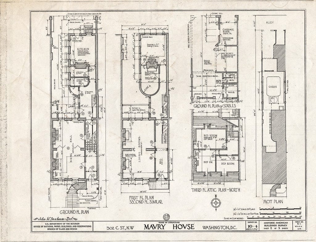 Blueprint HABS DC,WASH,119- (Sheet 2 of 5) - John Maury House, 302 C Street Northwest, Washington, District of Columbia, DC