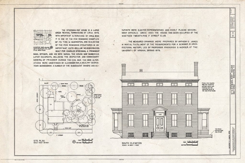 Blueprint HABS DC,WASH,138- (Sheet 1 of 5) - Steedman-Ray House, 1925 F Street Northwest, Washington, District of Columbia, DC