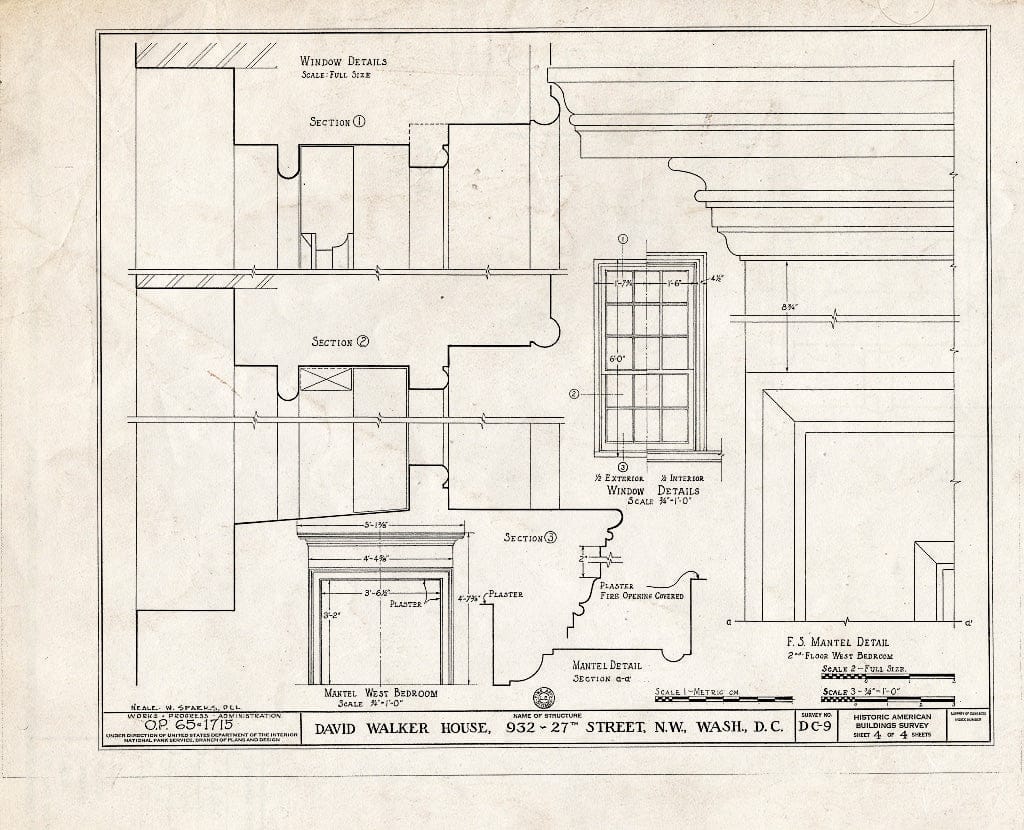 Blueprint HABS DC,WASH,42- (Sheet 4 of 4) - David Walker House, 932 Twenty-Seventh Street Northwest, Washington, District of Columbia, DC