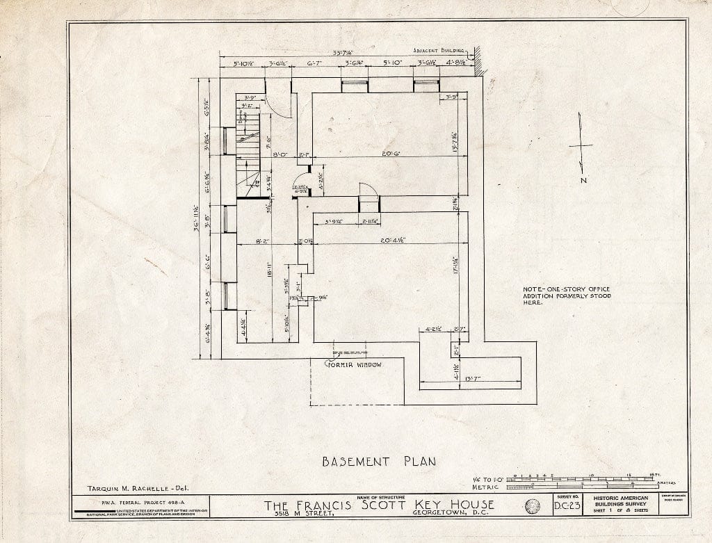 Blueprint HABS DC,GEO,42- (Sheet 1 of 8) - Francis Scott Key House, 3518 M Street Northwest, Washington, District of Columbia, DC