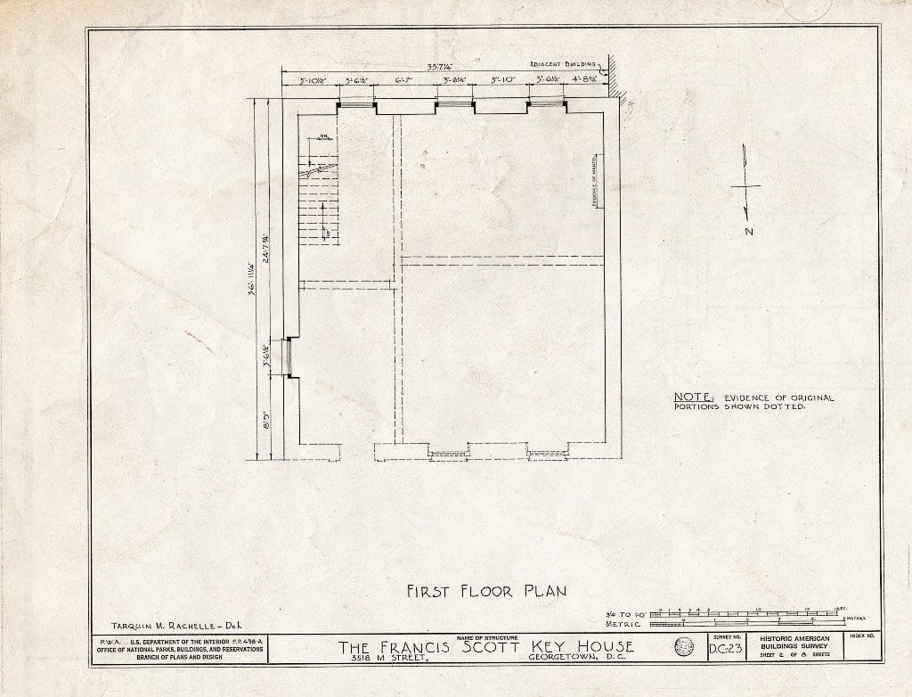 Blueprint HABS DC,GEO,42- (Sheet 2 of 8) - Francis Scott Key House, 3518 M Street Northwest, Washington, District of Columbia, DC