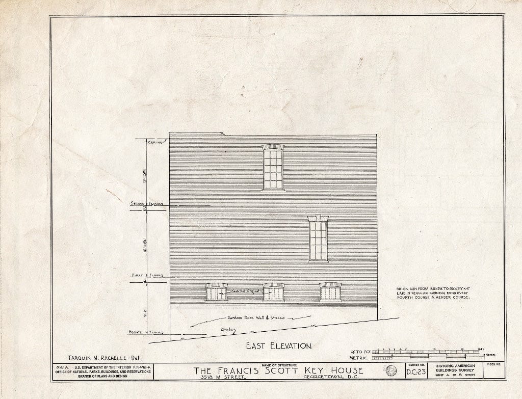 Blueprint HABS DC,GEO,42- (Sheet 4 of 8) - Francis Scott Key House, 3518 M Street Northwest, Washington, District of Columbia, DC