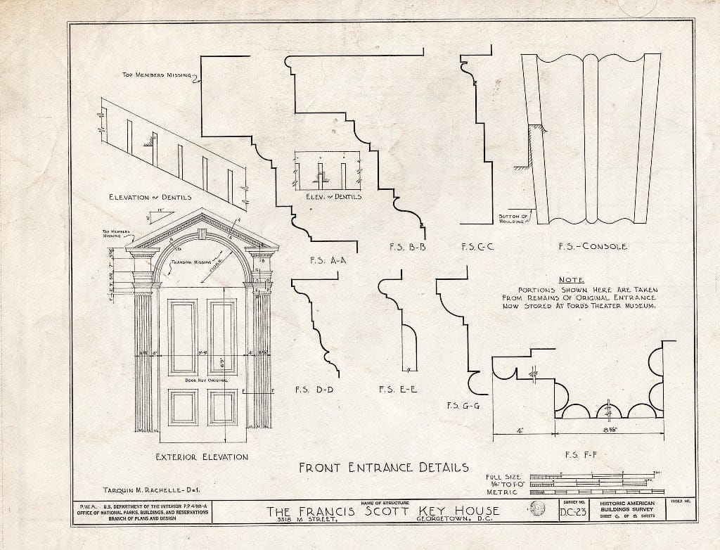 Blueprint HABS DC,GEO,42- (Sheet 6 of 8) - Francis Scott Key House, 3518 M Street Northwest, Washington, District of Columbia, DC