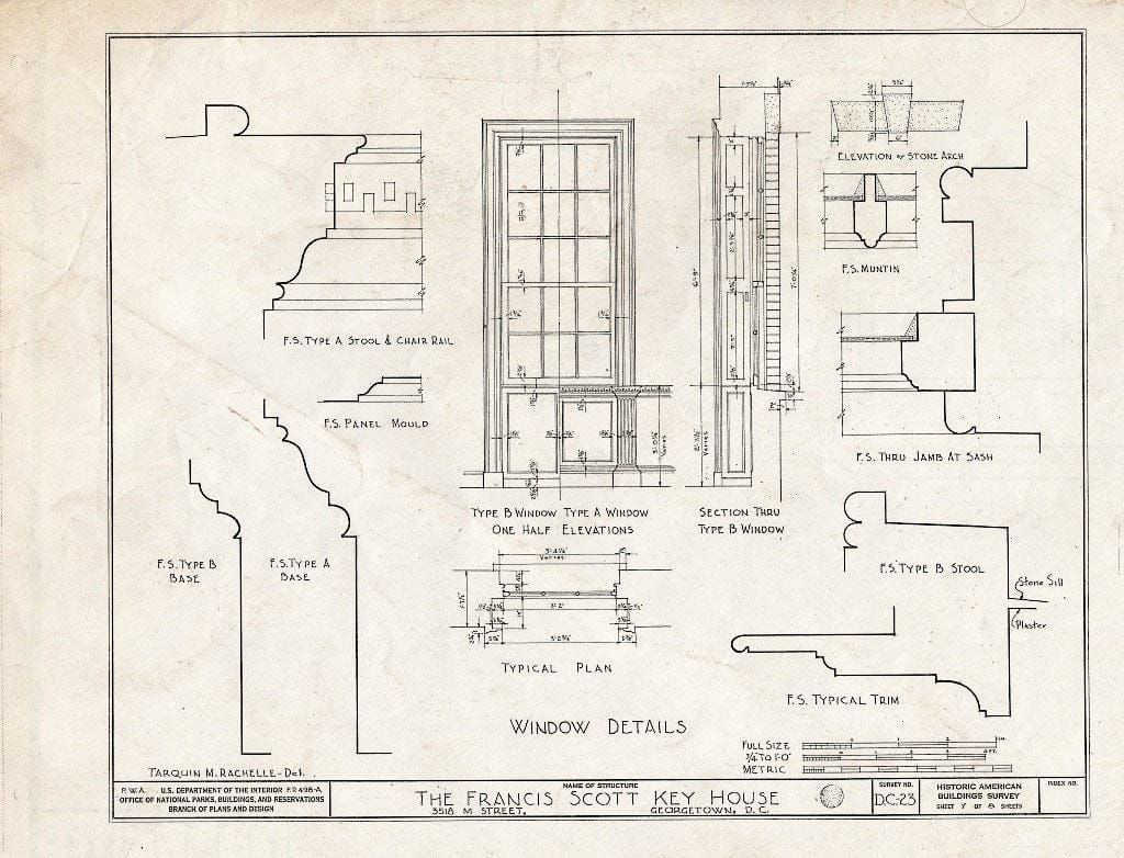 Blueprint HABS DC,GEO,42- (Sheet 7 of 8) - Francis Scott Key House, 3518 M Street Northwest, Washington, District of Columbia, DC