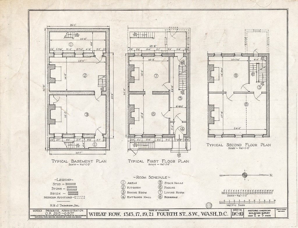 Blueprint HABS DC,WASH,17- (Sheet 2 of 5) - Wheat Row, 1315-1321 Fourth Street Southwest, Washington, District of Columbia, DC