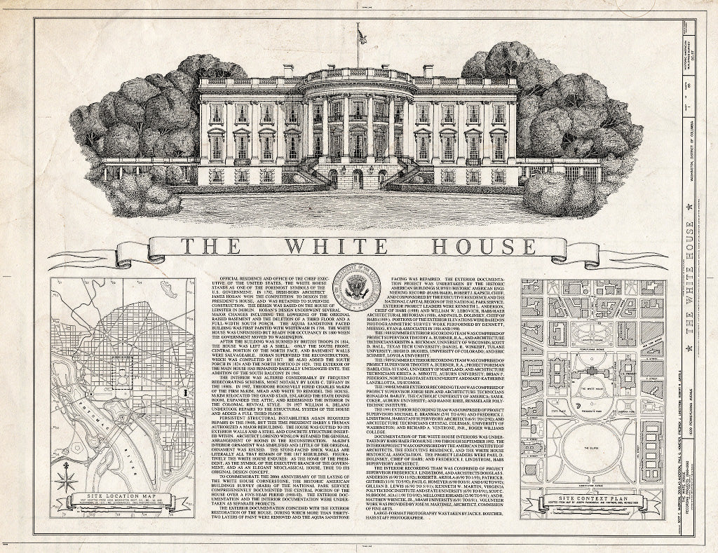 Blueprint Cover Sheet - White House, 1600 Pennsylvania Avenue, Northwest, Washington, District of Columbia, DC