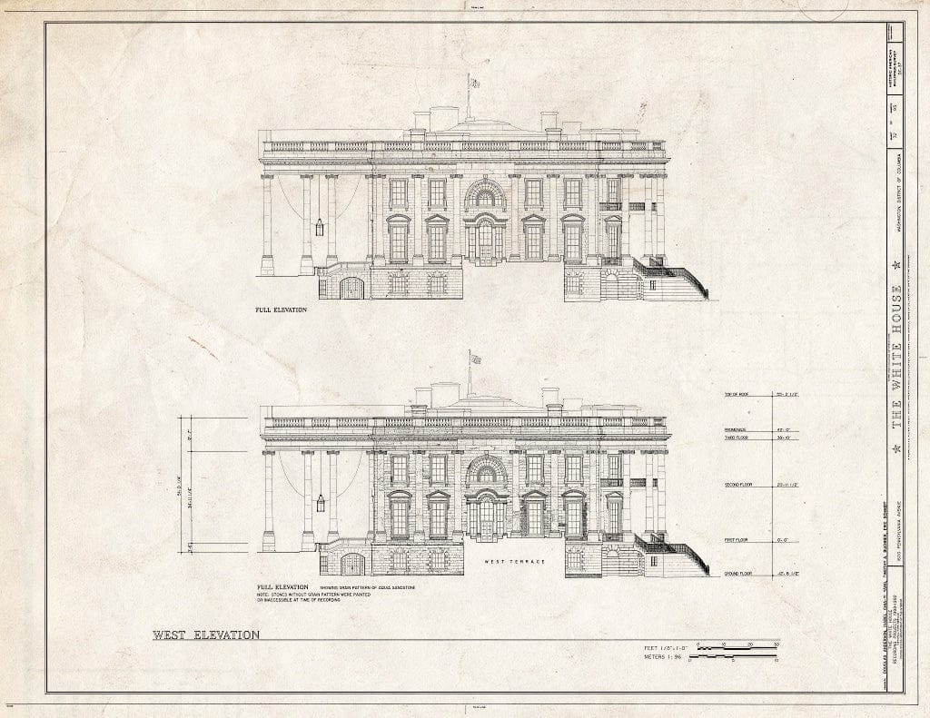 Blueprint HABS DC,WASH,134- (Sheet 32 of 83) - White House, 1600 Pennsylvania Avenue, Northwest, Washington, District of Columbia, DC