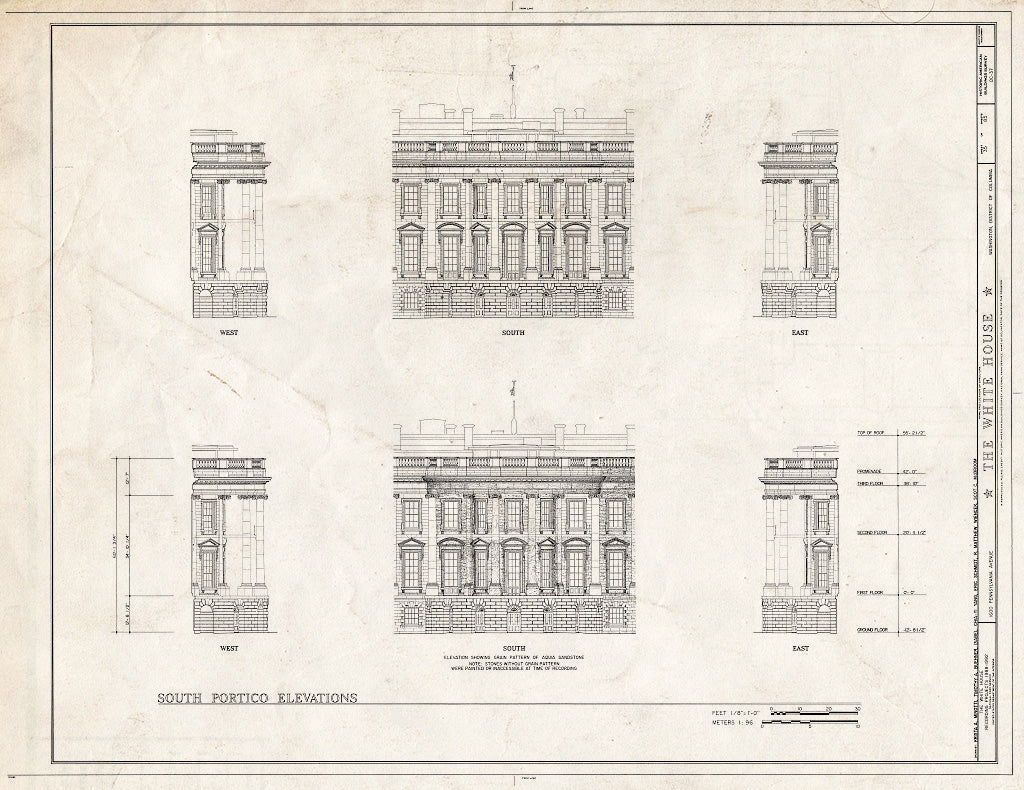 Blueprint HABS DC,WASH,134- (Sheet 35 of 83) - White House, 1600 Pennsylvania Avenue, Northwest, Washington, District of Columbia, DC