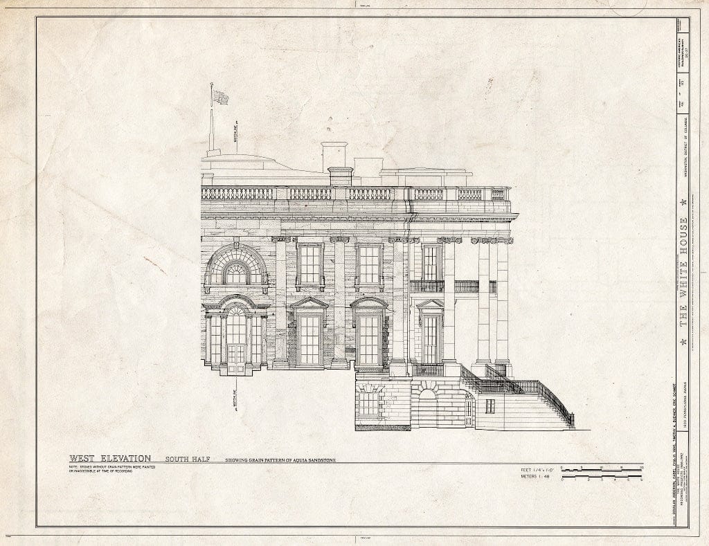 Blueprint HABS DC,WASH,134- (Sheet 46 of 83) - White House, 1600 Pennsylvania Avenue, Northwest, Washington, District of Columbia, DC
