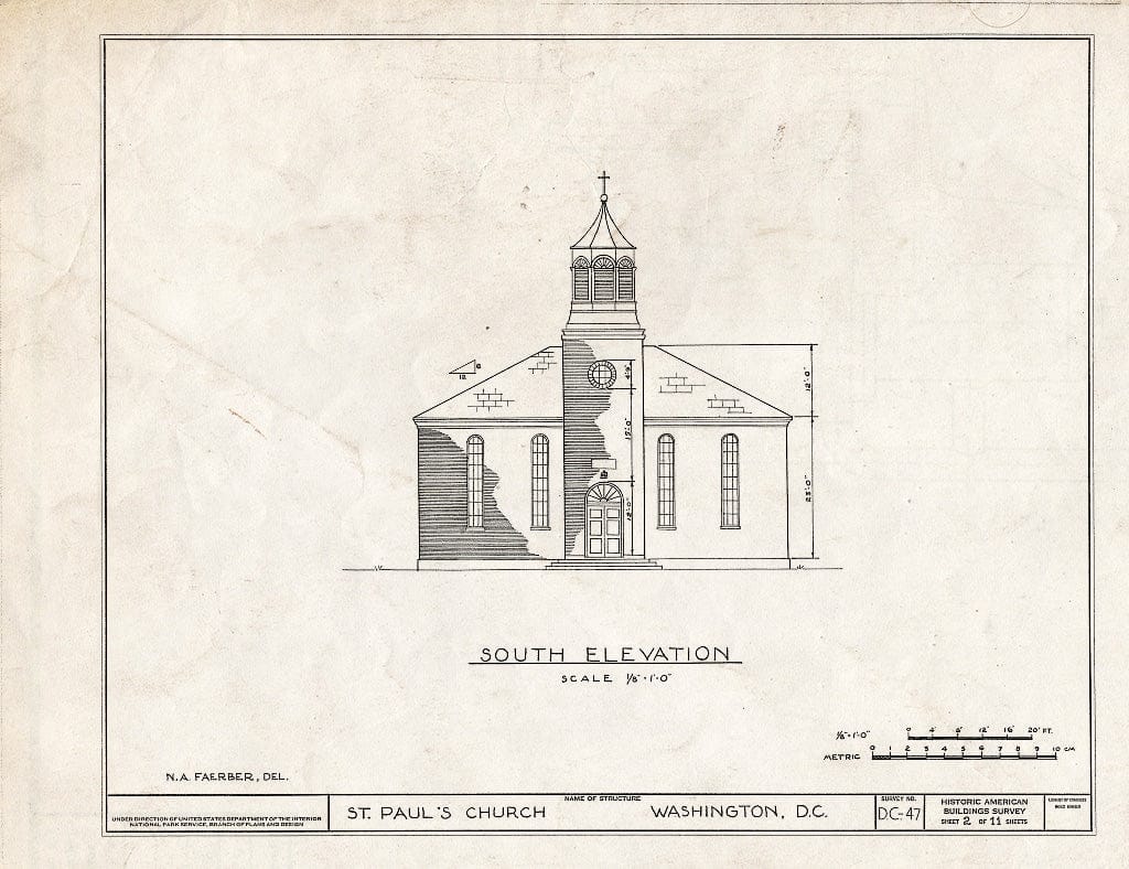 Blueprint HABS DC,WASH,19- (Sheet 2 of 11) - St. Paul's Episcopal Church, Rock Creek Parish, Washington, District of Columbia, DC