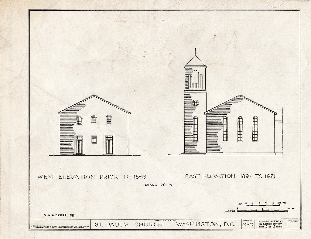 Blueprint HABS DC,WASH,19- (Sheet 5 of 11) - St. Paul's Episcopal Church, Rock Creek Parish, Washington, District of Columbia, DC