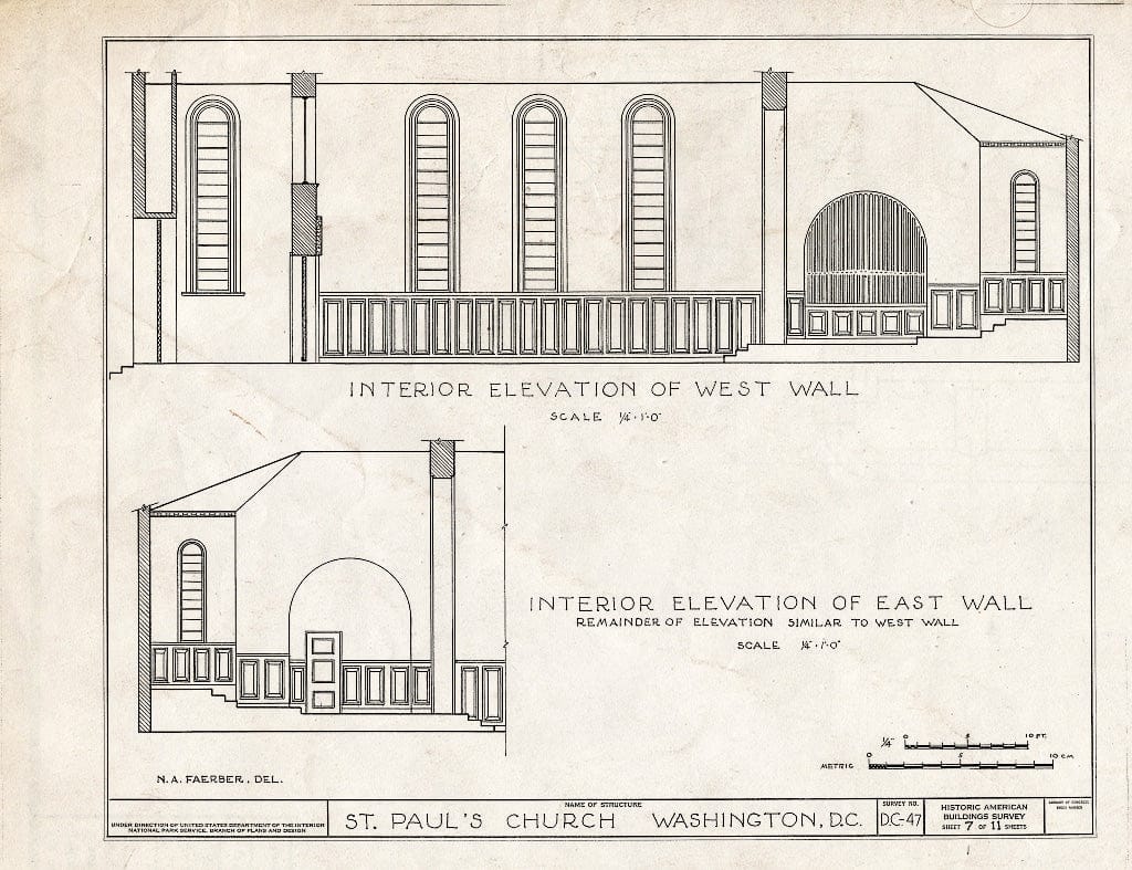 Blueprint HABS DC,WASH,19- (Sheet 7 of 11) - St. Paul's Episcopal Church, Rock Creek Parish, Washington, District of Columbia, DC