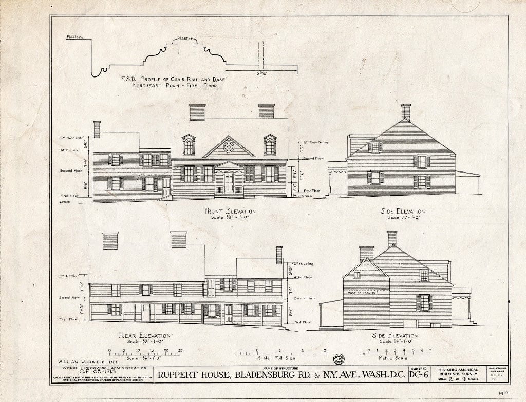 Blueprint HABS DC,WASH,121- (Sheet 2 of 4) - Anton Ruppert House, New York Avenue, Washington, District of Columbia, DC