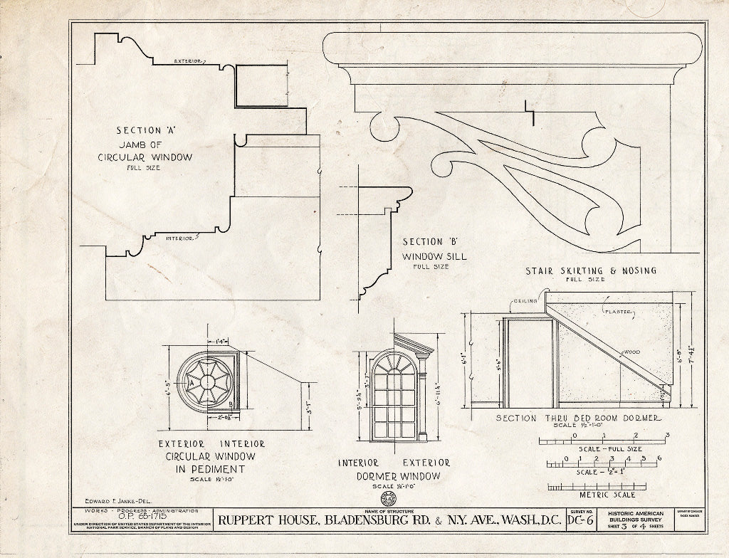 Blueprint HABS DC,WASH,121- (Sheet 3 of 4) - Anton Ruppert House, New York Avenue, Washington, District of Columbia, DC