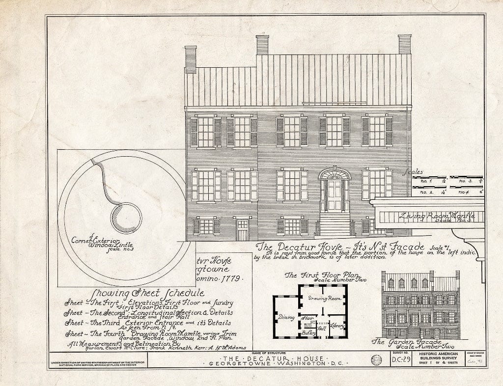 Blueprint HABS DC,GEO,43- (Sheet 1 of 4) - Decatur-Gunther House, 2812 N Street Northwest, Washington, District of Columbia, DC