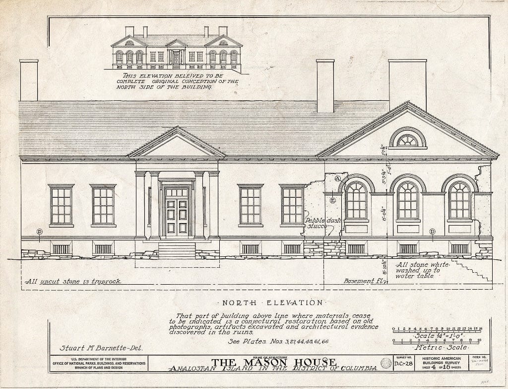 Blueprint HABS DC,WASH,131- (Sheet 4 of 16) - General John Mason House, Analostan Island or Theodore Roosevelt Island, Washington, District of Columbia, DC