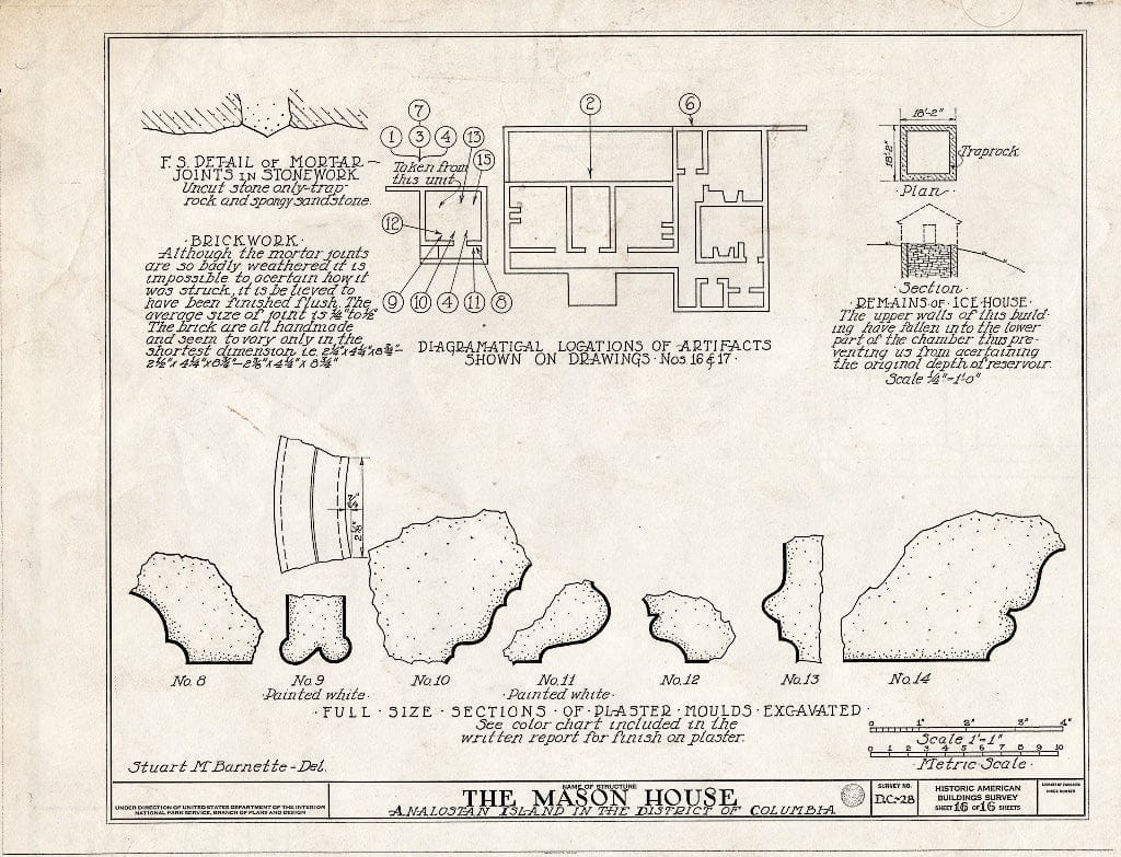 Blueprint HABS DC,WASH,131- (Sheet 16 of 16) - General John Mason House, Analostan Island or Theodore Roosevelt Island, Washington, District of Columbia, DC