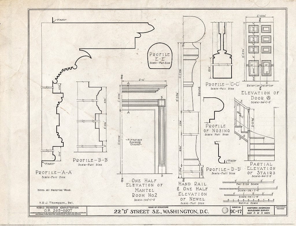 Blueprint HABS DC,WASH,127- (Sheet 3 of 3) - 22 D Street Southeast (House), Washington, District of Columbia, DC
