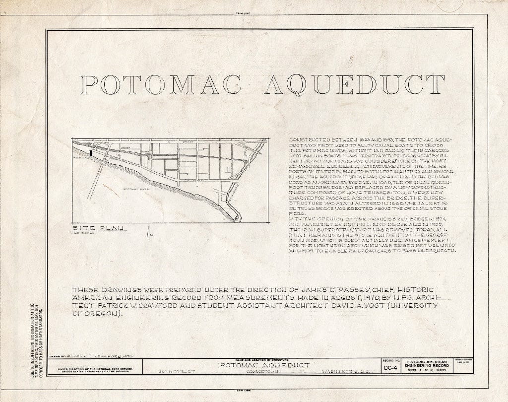 Blueprint Potomac Aqueduct Title Page - Potomac Aqueduct, Spanning Potomac River, Washington, District of Columbia, DC