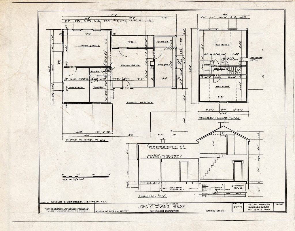 Blueprint HABS DC,WASH,412- (Sheet 2 of 3) - John C. Cowing House, Museum of American History, Smithsonian Institution, Washington, District of Columbia, DC
