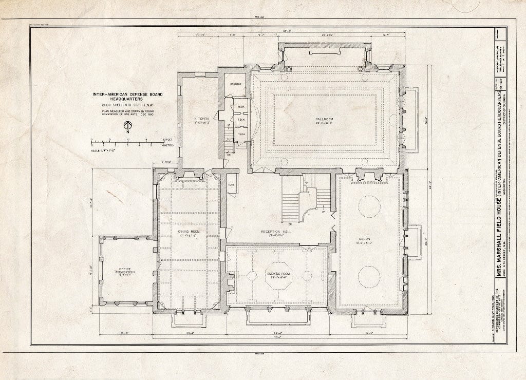 Blueprint HABS DC,WASH,420- (Sheet 1 of 1) - Mrs. Marshall Field House, 2600 Sixteenth Street Northwest, Washington, District of Columbia, DC