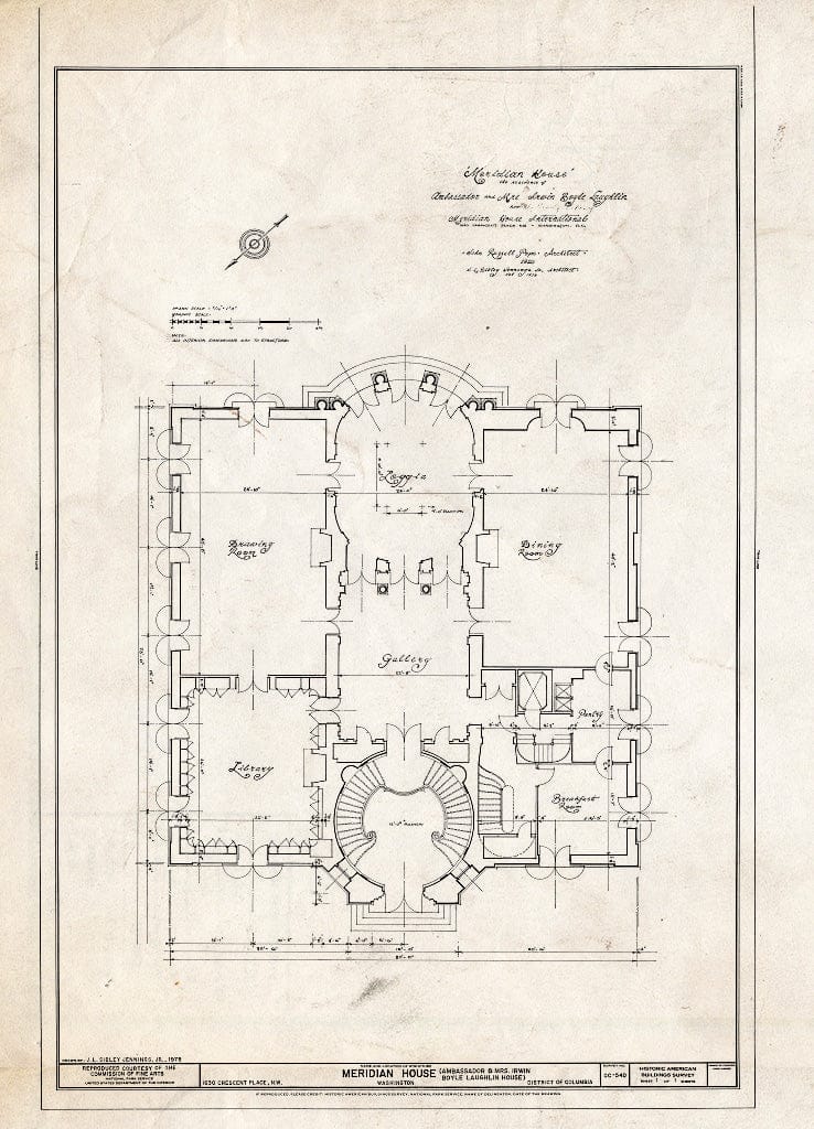 Blueprint HABS DC,WASH,487- (Sheet 1 of 1) - Meridian House, 1630 Crescent Place Northwest, Washington, District of Columbia, DC