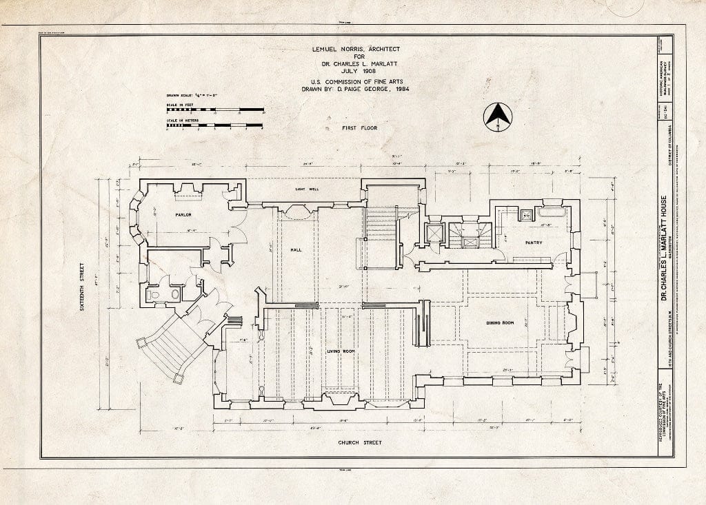 Blueprint HABS DC,WASH,484- (Sheet 1 of 2) - Dr. Charles L. Marlatt House, Sixteenth & Church Streets Northwest, Washington, District of Columbia, DC