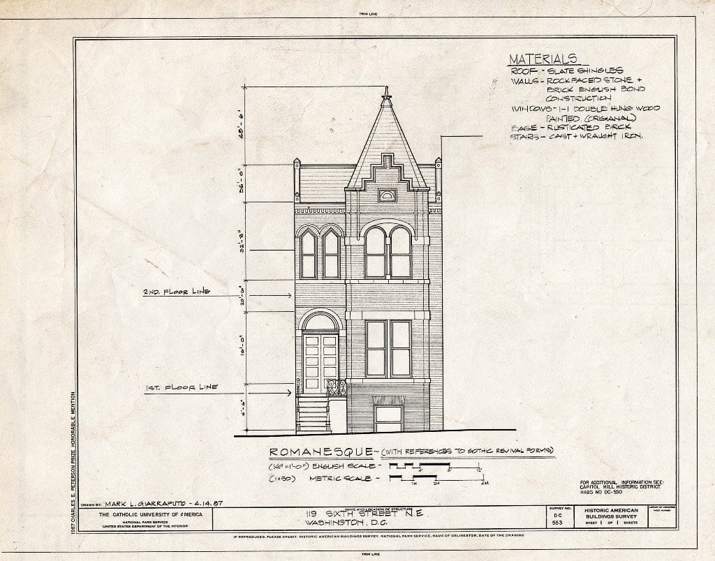 Blueprint HABS DC,WASH,555- (Sheet 1 of 1) - 119 Sixth Street, Northeast (House), Washington, District of Columbia, DC