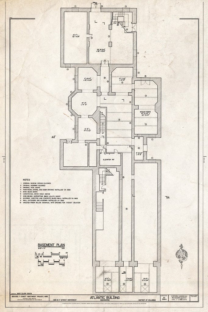 Blueprint HABS, DC, WASH, 585A- (Sheet 1 of 20) - Atlantic Building, 930 F Street, Northwest, Washington, District of Columbia, DC