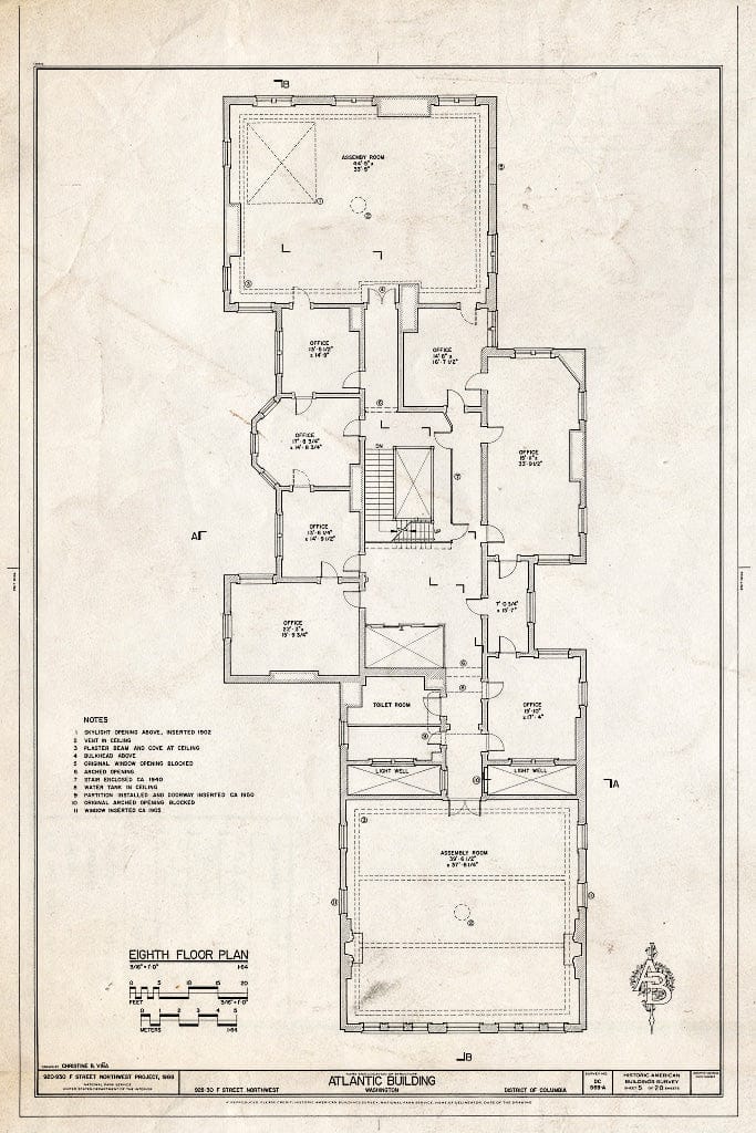 Blueprint HABS, DC, WASH, 585A- (Sheet 5 of 20) - Atlantic Building, 930 F Street, Northwest, Washington, District of Columbia, DC