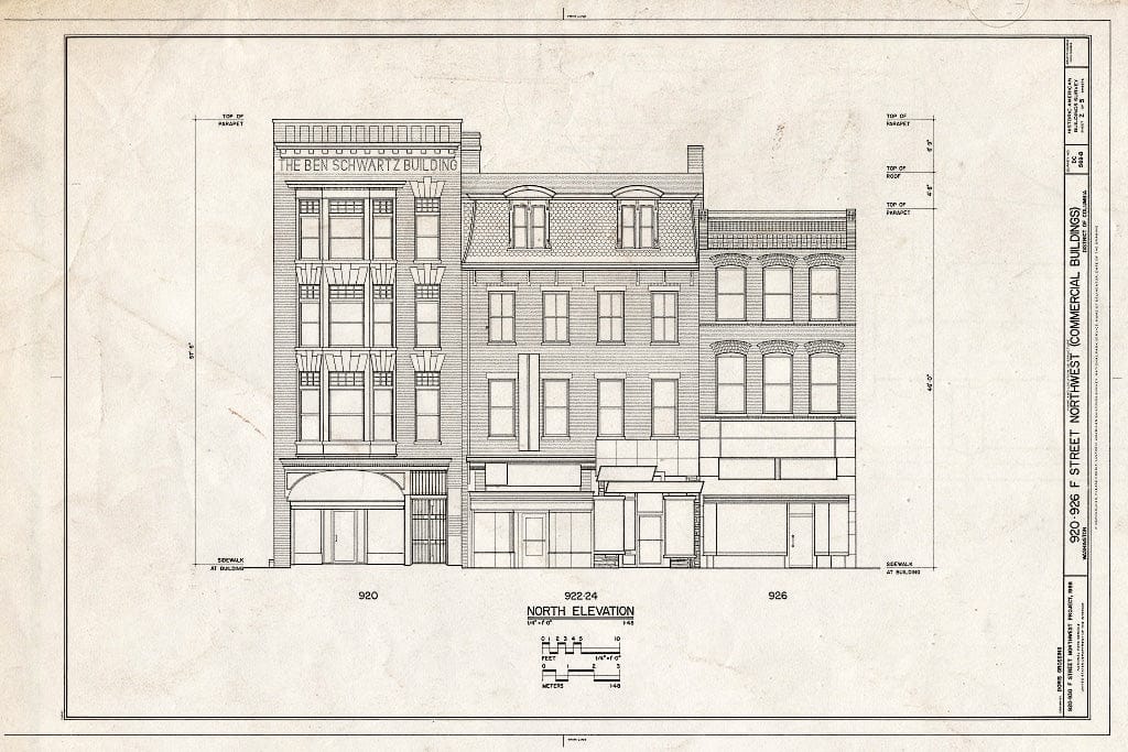 Blueprint HABS DC,WASH,585-B- (Sheet 2 of 5) - 920-926 F Street, Northwest (Commercial Buildings), Washington, District of Columbia, DC