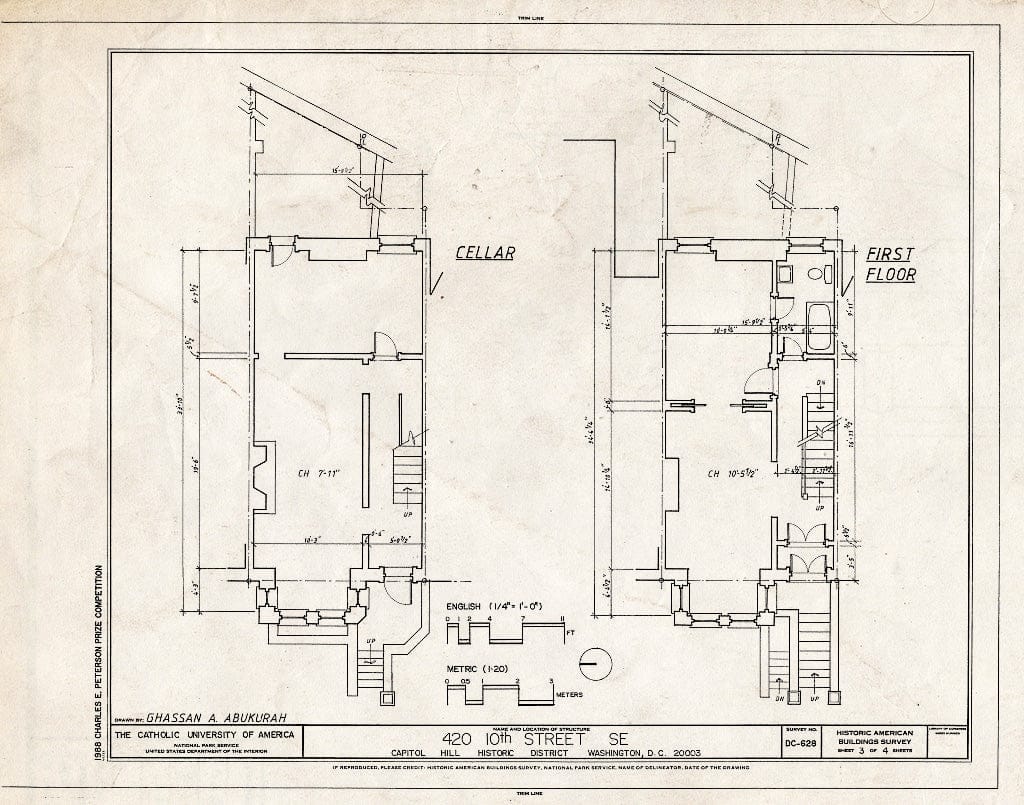 Blueprint HABS DC,WASH,580- (Sheet 3 of 4) - 420 Tenth Street, Southeast (House), Washington, District of Columbia, DC