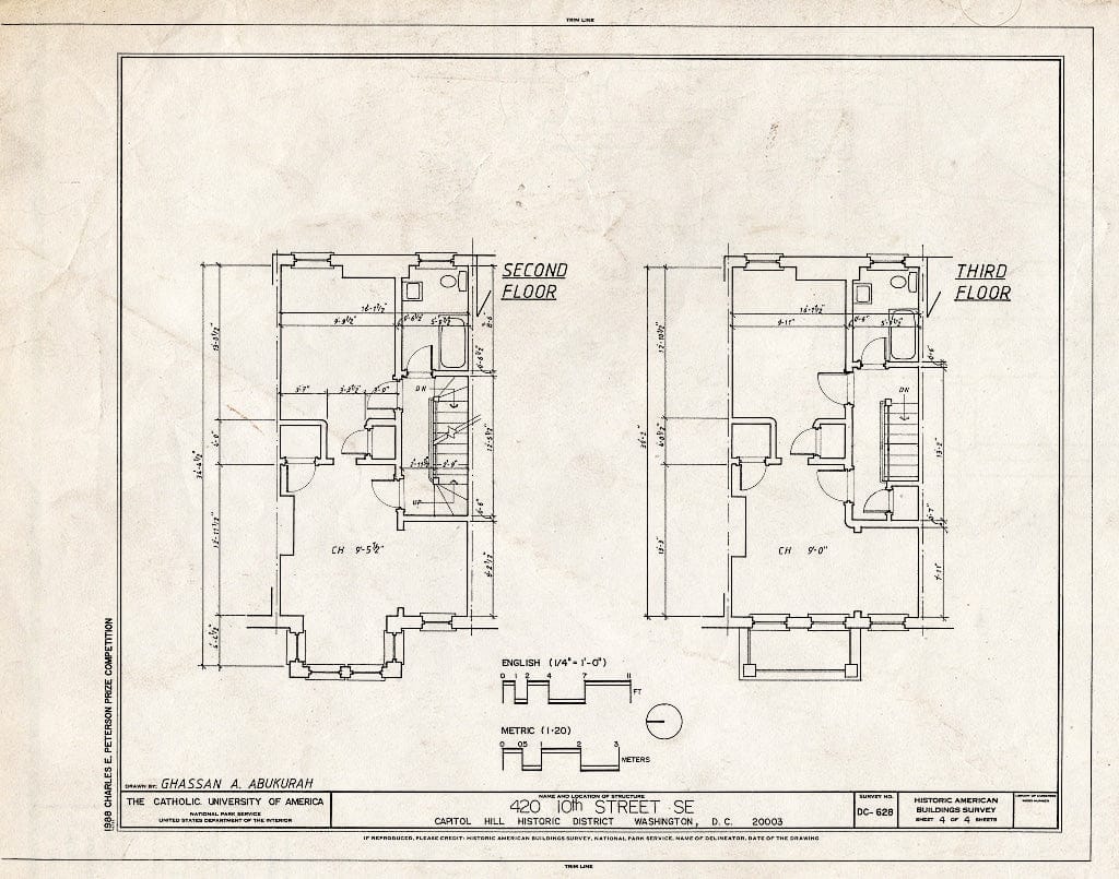 Blueprint HABS DC,WASH,580- (Sheet 4 of 4) - 420 Tenth Street, Southeast (House), Washington, District of Columbia, DC