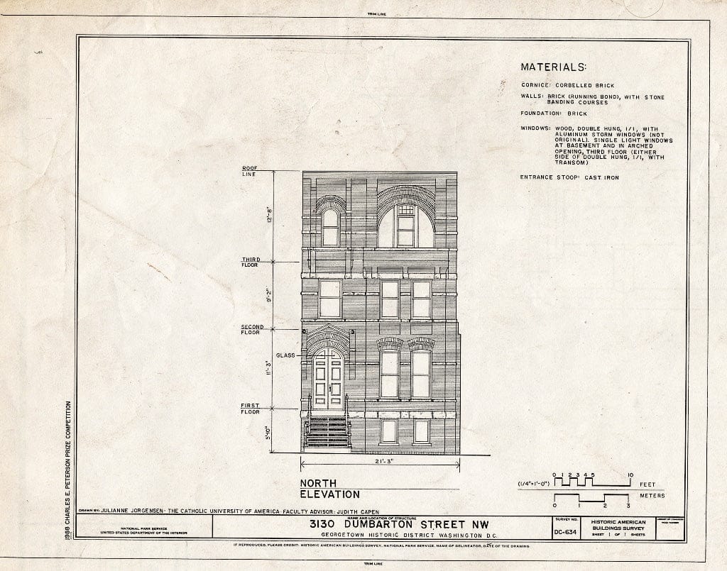 Blueprint HABS DC,GEO,163- (Sheet 1 of 1) - 3130 Dumbarton Street, Northwest (House), Washington, District of Columbia, DC